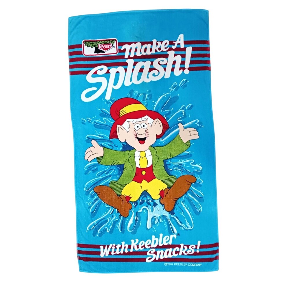 VTG 1987 Keebler Snacks Elf Advertising Beach Towel Make A Splash Promo Hilasal
